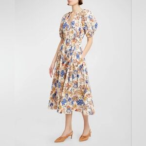 ULLA JOHNSON Carina Floral Cotton Midi Dress